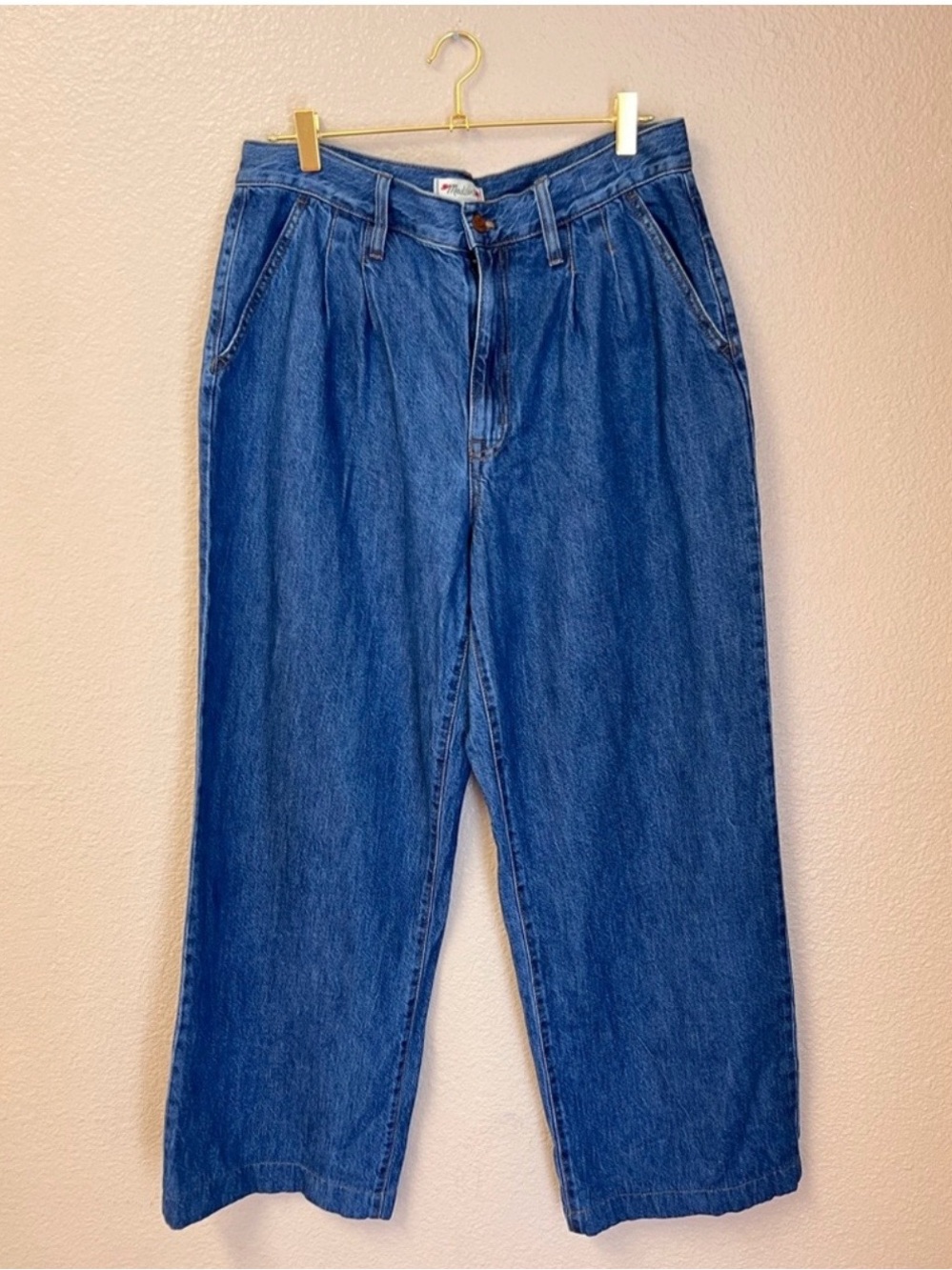 Madewell Baggy Pleated Straight Wide Leg Jeans Size 30